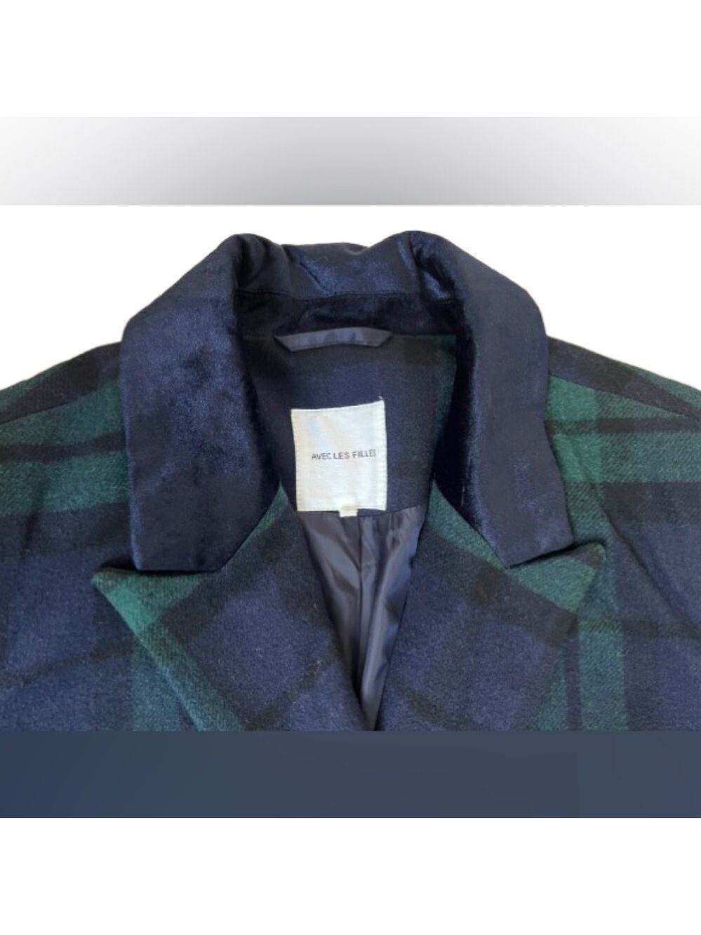Avec Les Filles Black Watch Tartan Plaid Double Breasted Blazer Over Size Coat M - Picture 5 of 10